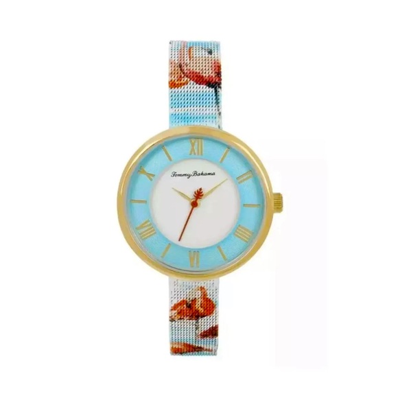 TOMMY BAHAMA WOMENS 'PINK FLAMINGO' MESH WATCH - Picture 1 of 8